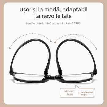 Ochelari de lectură cu ramă TR90, lentile din rășină anti-lumină albastră, ultra-ușoare, ramă pătrată, pentru persoane în vârstă