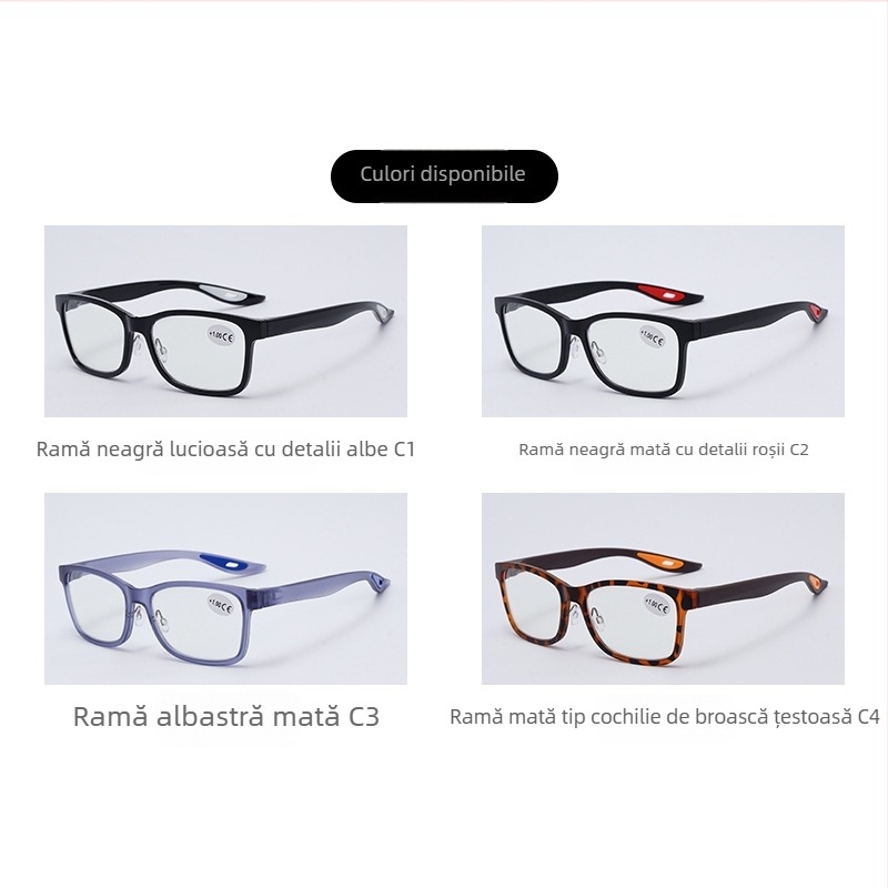 Ochelari presbiopie cu ramă completă PC, stil sport, anti-alunecare, lentile cu protecție împotriva luminii albastre, pentru adulți