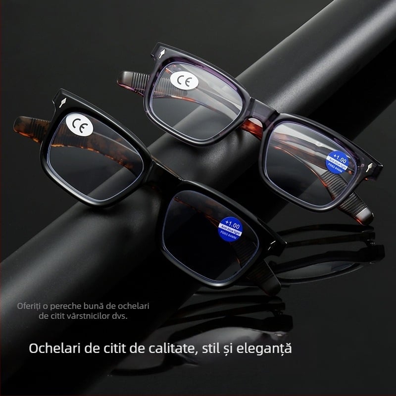 Ochelari de citit – Ramă pătrată, Anti-blue light, UV rezistent, Lentile asferice, Ramă PC, Cod 8306