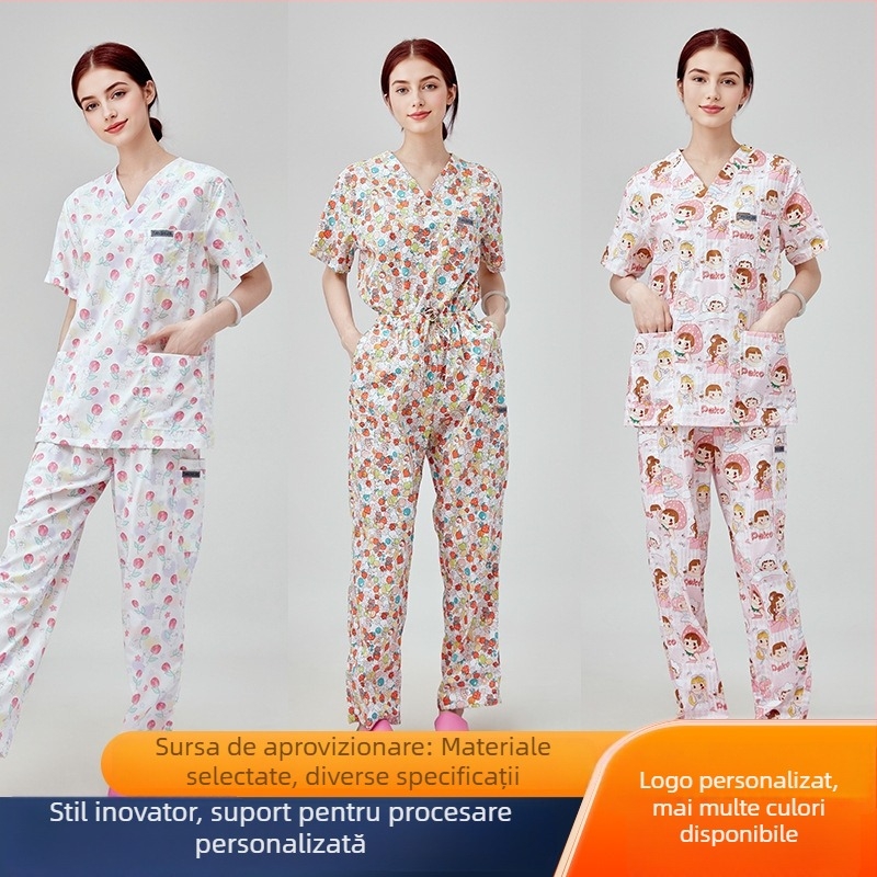 Set de haine pentru sala de operații – unisex, două piese, mâneci scurte, lungime medie 65–80 cm, material Chenille cu 80–90% poliester, evacuează umezeala