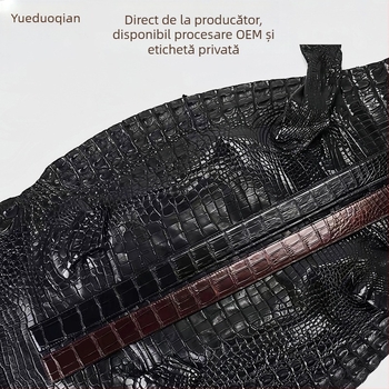 Curea pentru bărbați din piele naturală, cu model de piele de crocodil, cataramă automată, lățime peste 4 cm