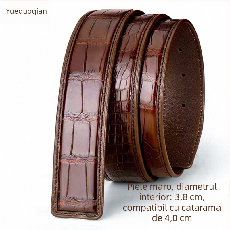 Curea pentru bărbați din piele naturală, cu model de piele de crocodil, cataramă automată, lățime peste 4 cm