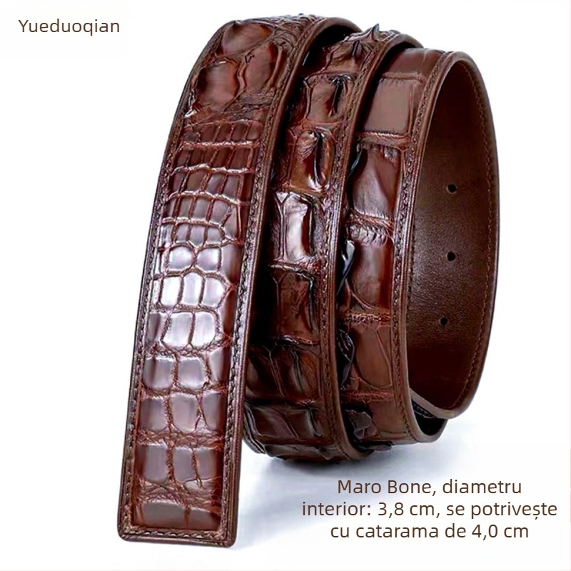 Curea pentru bărbați din piele naturală, cu model de piele de crocodil, cataramă automată, lățime peste 4 cm