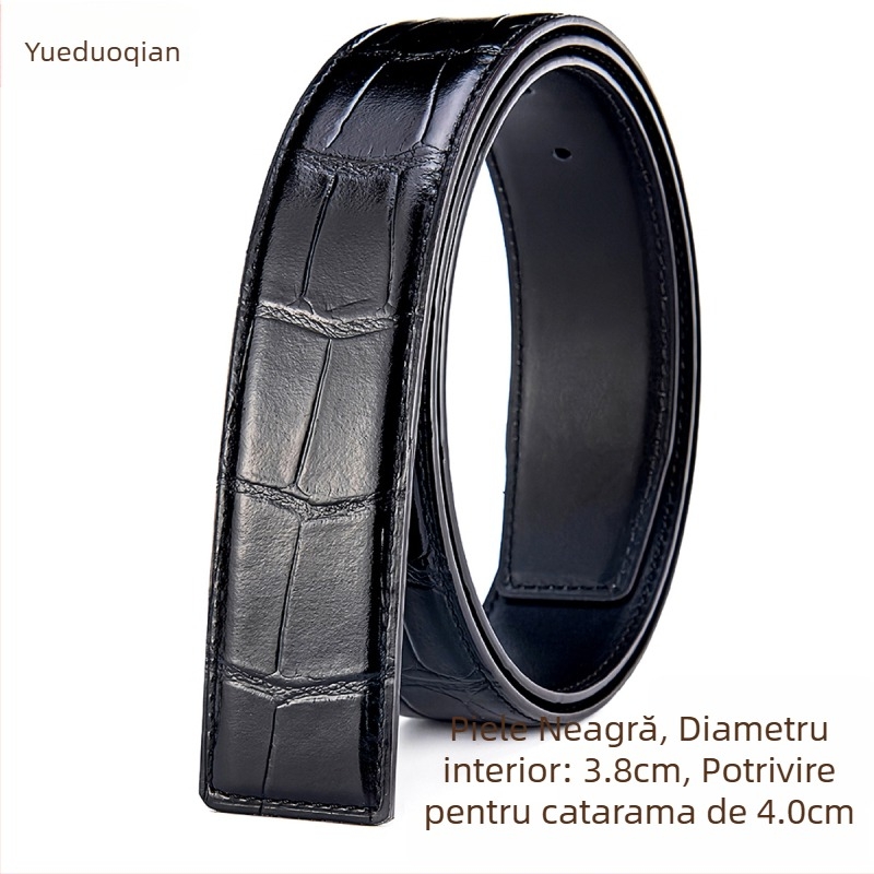 Curea pentru bărbați din piele naturală, cu model de piele de crocodil, cataramă automată, lățime peste 4 cm