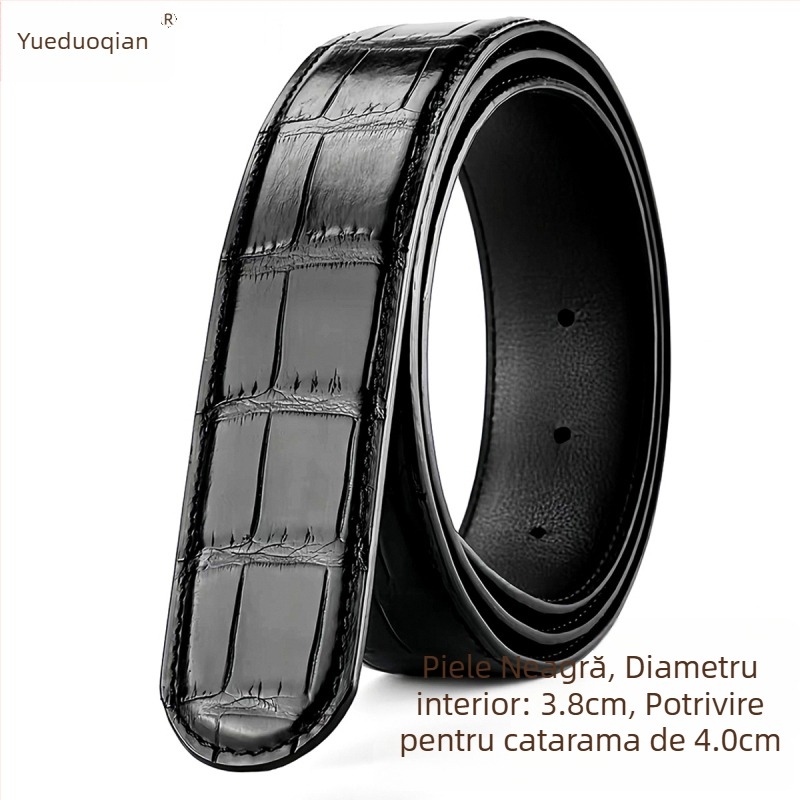 Curea pentru bărbați din piele naturală, cu model de piele de crocodil, cataramă automată, lățime peste 4 cm