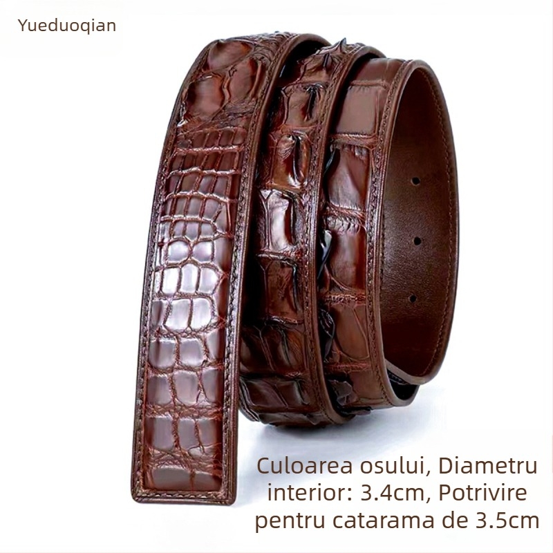 Curea pentru bărbați din piele naturală, cu model de piele de crocodil, cataramă automată, lățime peste 4 cm
