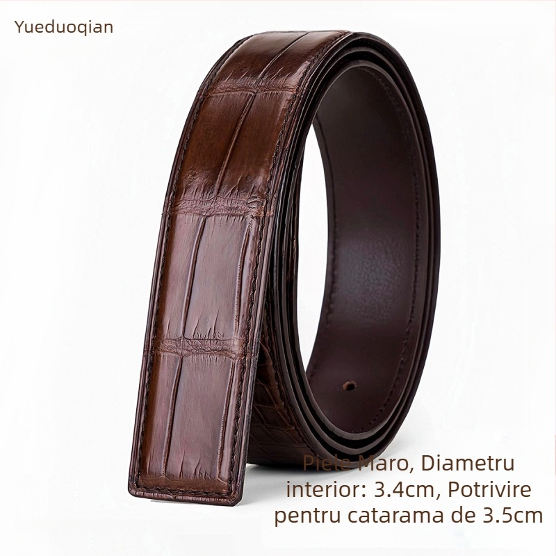 Curea pentru bărbați din piele naturală, cu model de piele de crocodil, cataramă automată, lățime peste 4 cm
