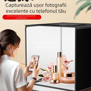 Cutie de iluminat LED pentru studio foto, pliabilă, ușor de transport, cu softbox și panou de fundal
