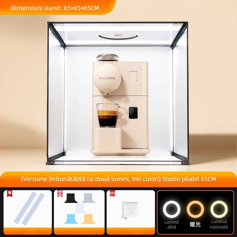 Cutie de iluminat LED pentru studio foto, pliabilă, ușor de transport, cu softbox și panou de fundal