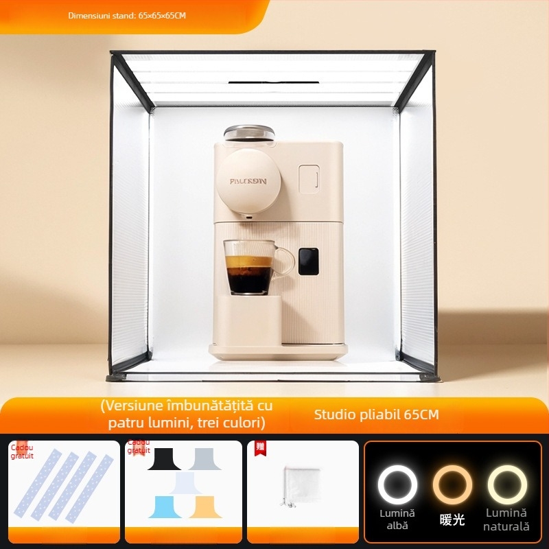 Cutie de iluminat LED pentru studio foto, pliabilă, ușor de transport, cu softbox și panou de fundal