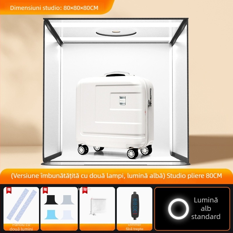 Cutie de iluminat LED pentru studio foto, pliabilă, ușor de transport, cu softbox și panou de fundal