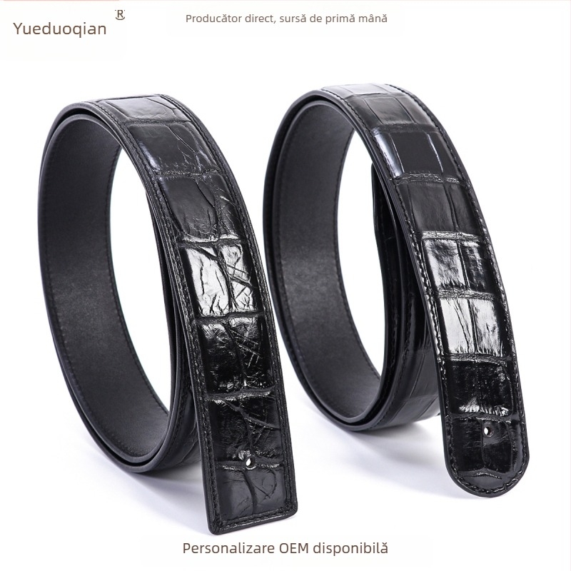 Curea de bărbați din piele autentică de crocodil — stil business casual, universal, cataramă automată, finisaj realizat manual, origine Guangzhou