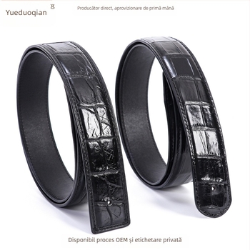 Curea pentru bărbați din piele genuină de crocodil - stil business casual, universal, lățime peste 4 cm, lucrată manual, design cu mai multe catarame