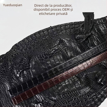 Curea pentru bărbați din piele genuină de crocodil - stil business casual, universal, lățime peste 4 cm, lucrată manual, design cu mai multe catarame