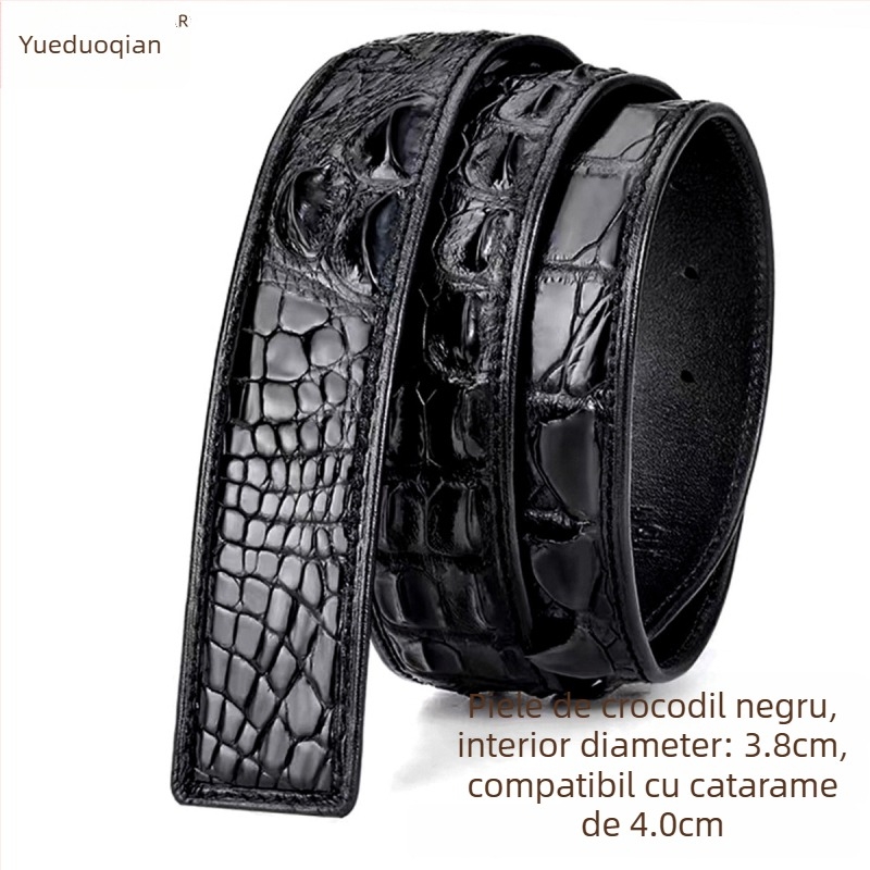 Curea pentru bărbați din piele genuină de crocodil - stil business casual, universal, lățime peste 4 cm, lucrată manual, design cu mai multe catarame
