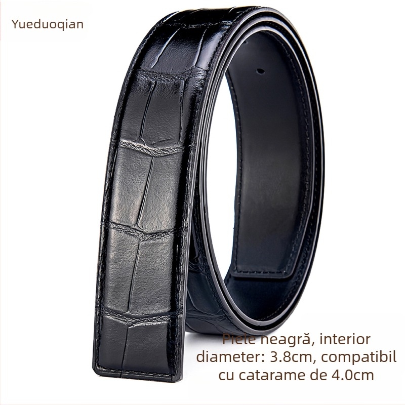 Curea pentru bărbați din piele genuină de crocodil - stil business casual, universal, lățime peste 4 cm, lucrată manual, design cu mai multe catarame
