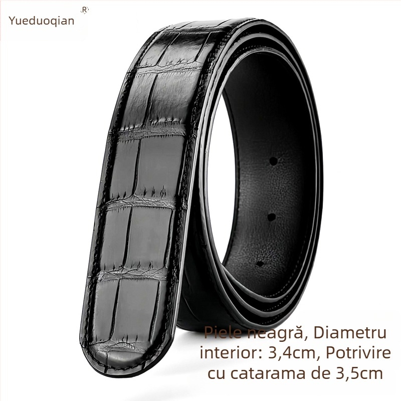 Curea pentru bărbați din piele genuină de crocodil - stil business casual, universal, lățime peste 4 cm, lucrată manual, design cu mai multe catarame