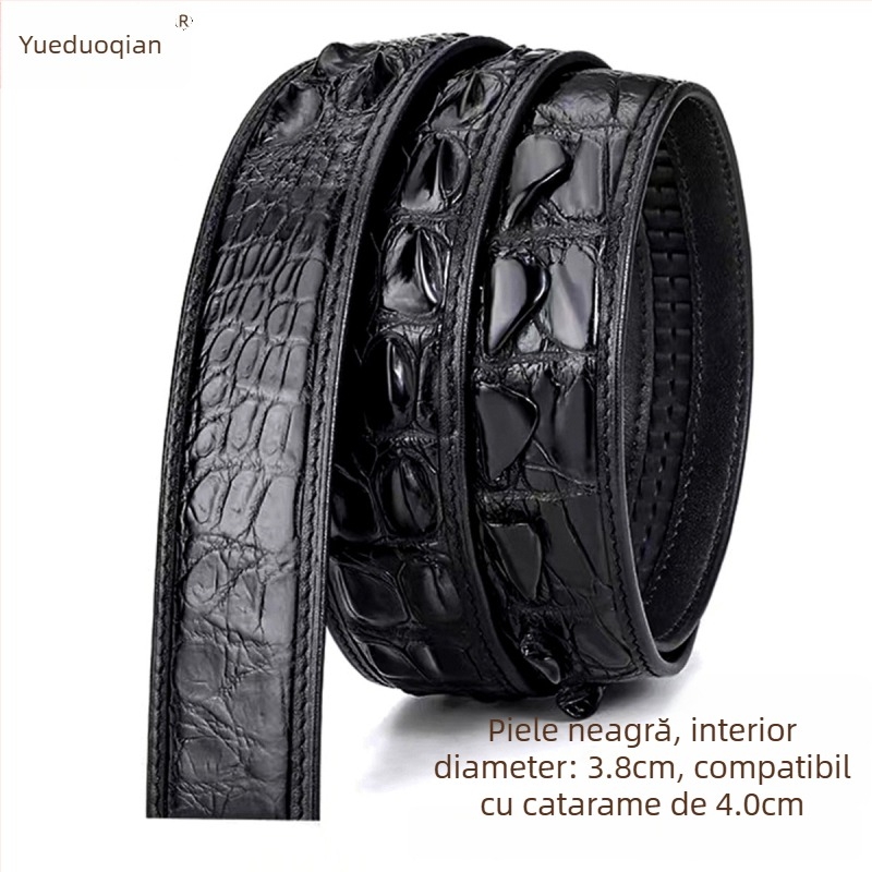 Curea pentru bărbați din piele genuină de crocodil - stil business casual, universal, lățime peste 4 cm, lucrată manual, design cu mai multe catarame