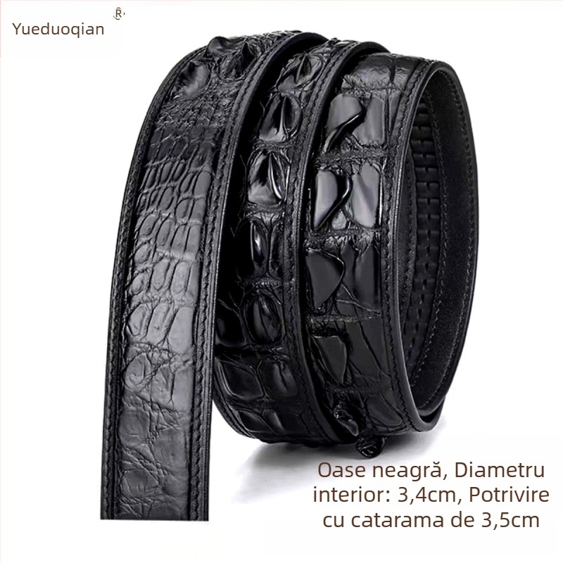 Curea pentru bărbați din piele genuină de crocodil - stil business casual, universal, lățime peste 4 cm, lucrată manual, design cu mai multe catarame
