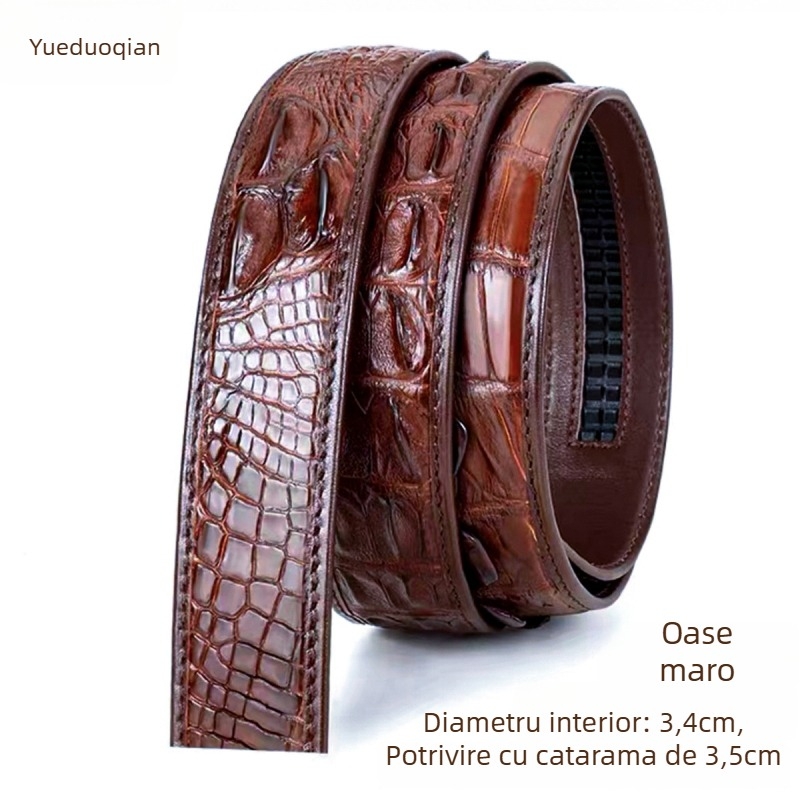 Curea pentru bărbați din piele genuină de crocodil - stil business casual, universal, lățime peste 4 cm, lucrată manual, design cu mai multe catarame