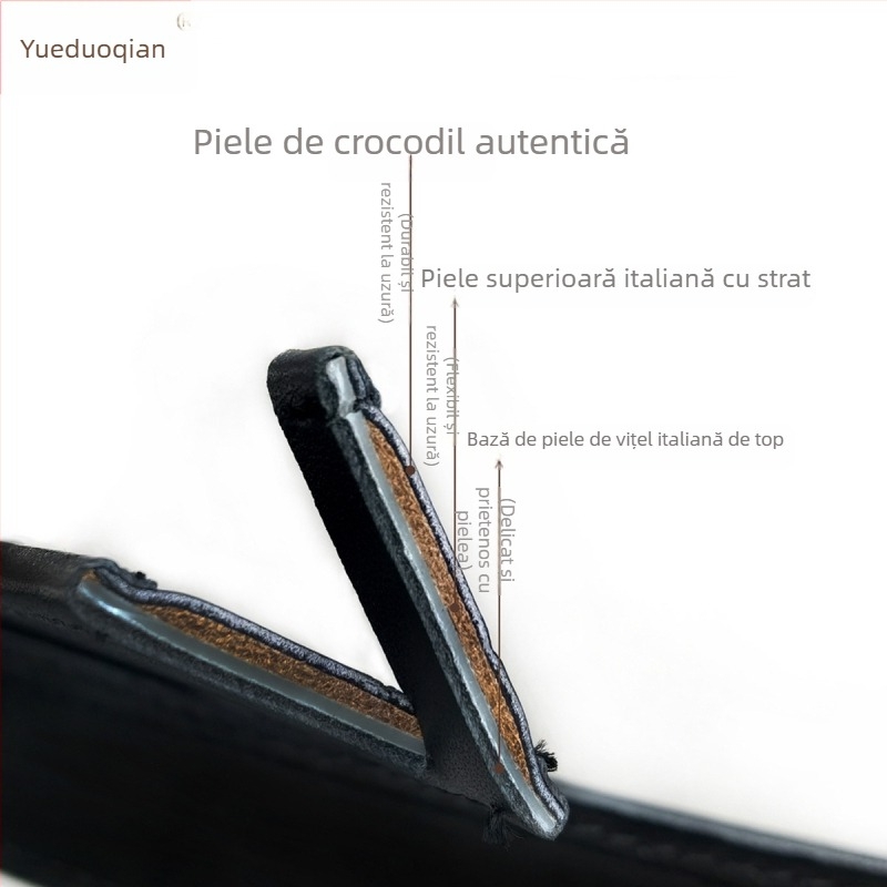 Curea din piele naturală de crocodil pentru bărbați, cataramă automată, lățime peste 4 cm, stil business casual