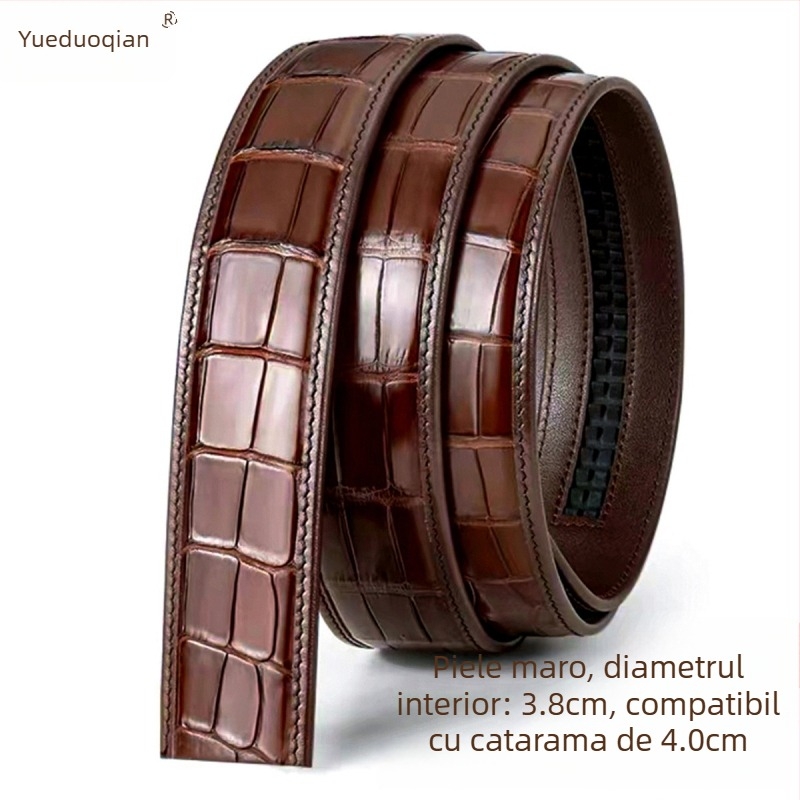 Curea din piele naturală de crocodil pentru bărbați, cataramă automată, lățime peste 4 cm, stil business casual