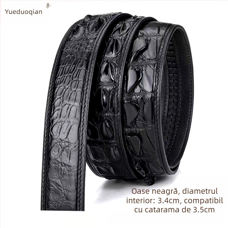 Curea din piele naturală de crocodil pentru bărbați, cataramă automată, lățime peste 4 cm, stil business casual