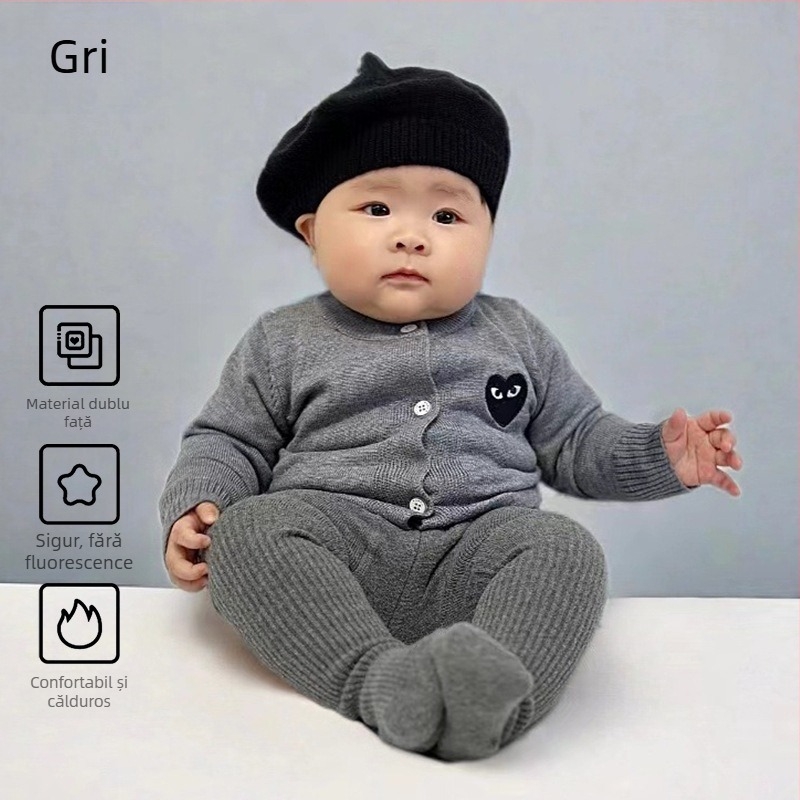 Cardigan tricotat pentru copii, unisex, mâneci lungi, închidere cu nasturi pe un singur rând, amestec Angora cu viscoză 50%, toamnă 2025