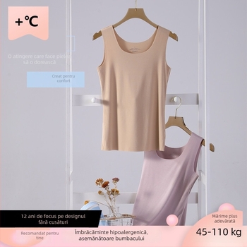 B8086 Modal plus size, top fără mâneci pentru femei, fără cusături, subțire, culoare solidă, pentru purtare ca lenjerie de interior