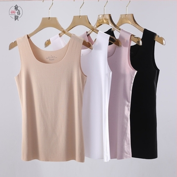 B8086 Modal plus size, top fără mâneci pentru femei, fără cusături, subțire, culoare solidă, pentru purtare ca lenjerie de interior
