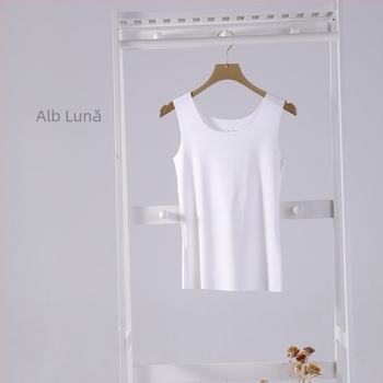 B8086 Modal plus size, top fără mâneci pentru femei, fără cusături, subțire, culoare solidă, pentru purtare ca lenjerie de interior