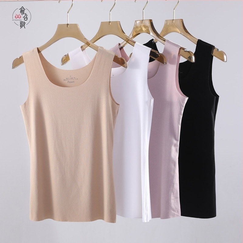 B8086 Modal plus size, top fără mâneci pentru femei, fără cusături, subțire, culoare solidă, pentru purtare ca lenjerie de interior