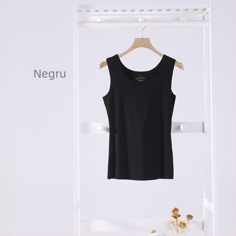 B8086 Modal plus size, top fără mâneci pentru femei, fără cusături, subțire, culoare solidă, pentru purtare ca lenjerie de interior