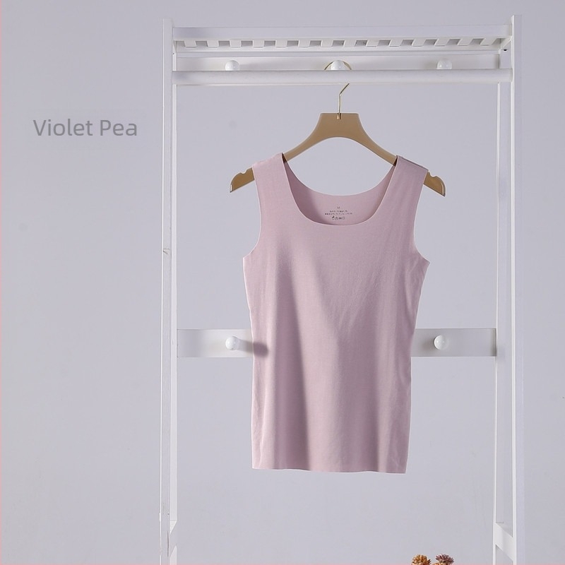 B8086 Modal plus size, top fără mâneci pentru femei, fără cusături, subțire, culoare solidă, pentru purtare ca lenjerie de interior