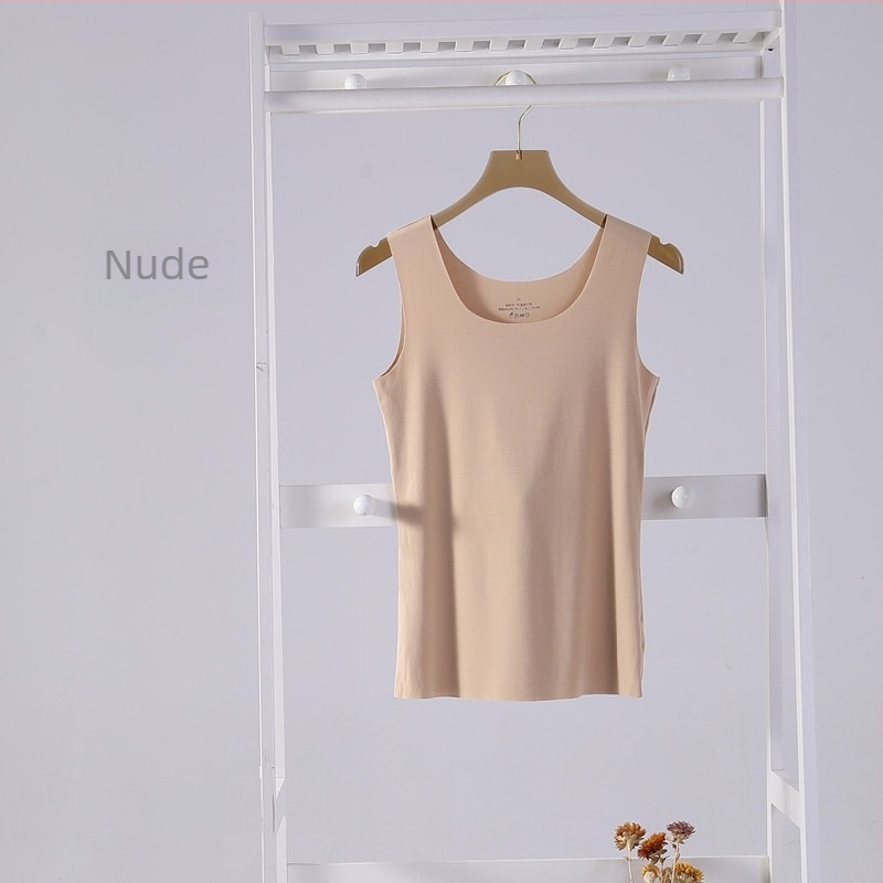 B8086 Modal plus size, top fără mâneci pentru femei, fără cusături, subțire, culoare solidă, pentru purtare ca lenjerie de interior