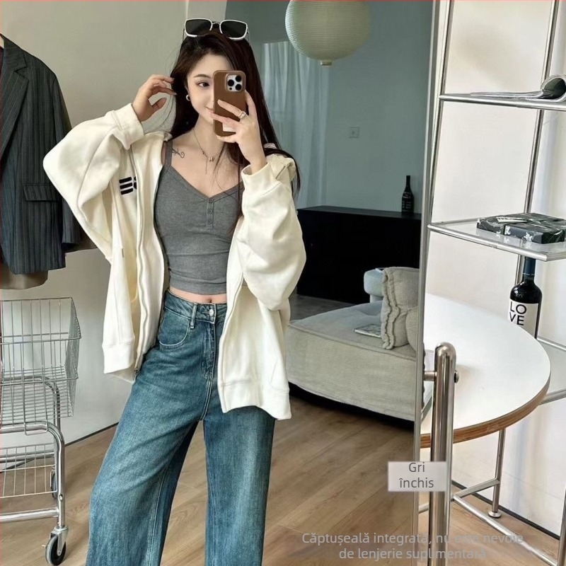 Camisolă croptop cu decolteu în V, bretele sling, cu bureți de umplutură, material rayon