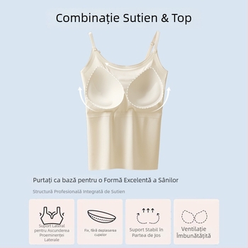 Camisolă din Ice Silk, fără cusături, cu cupe integrate, într-o singură piesă, mărime Plus, spate elegant