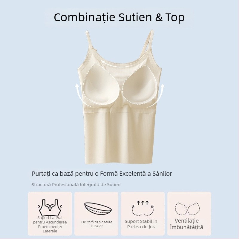Camisolă din Ice Silk, fără cusături, cu cupe integrate, într-o singură piesă, mărime Plus, spate elegant