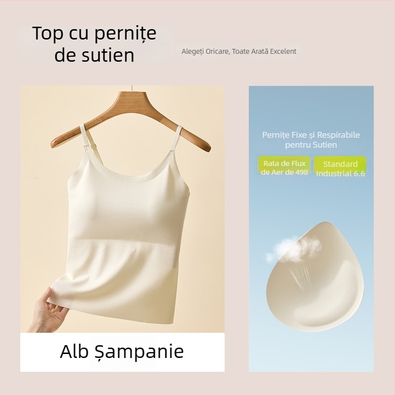 Camisolă din Ice Silk, fără cusături, cu cupe integrate, într-o singură piesă, mărime Plus, spate elegant