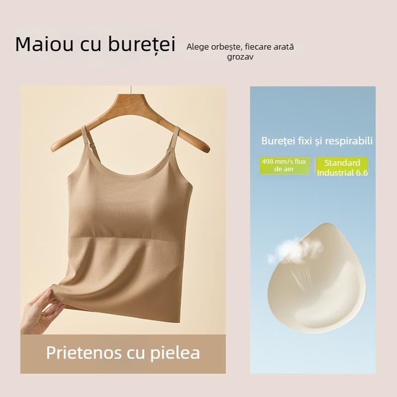 Camisolă din Ice Silk, fără cusături, cu cupe integrate, într-o singură piesă, mărime Plus, spate elegant