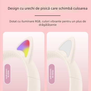 Căști gaming fără fir cu lumină respiratorie și design capsulă spațială; Bluetooth 5.3, rază de 10 m, autonomie peste 8 ore, corp PC+ABS, rezistență la apă