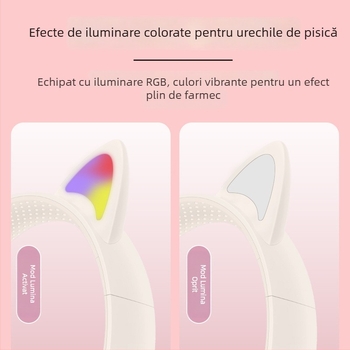 Căști de gaming wireless cu bas luminos și design tip capsulă spațială; Bluetooth 5.3, rază de acțiune 10 m, autonomie baterie peste 8 ore, pulsare luminoasă, stereo