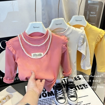 Top de bază pentru fete, fleece Derong, stil coreean, guler semi-înalt, mâneci lungi, 95% poliester