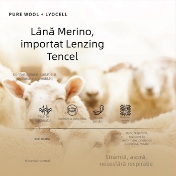 Îmbrăcăminte de schi fără cusături pentru femei, Lyocell 70% în amestec cu bumbacul, căptușeală din lână 30%, mâneci lungi, lungime pe șolduri, echipament sport de iarnă/toamnă