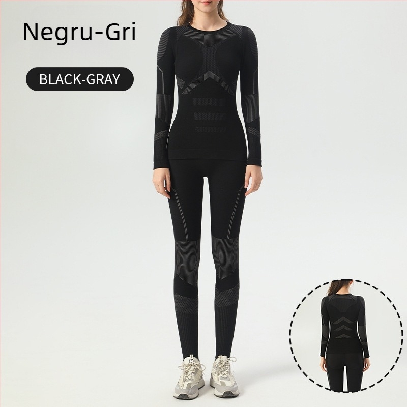 Îmbrăcăminte de schi fără cusături pentru femei, Lyocell 70% în amestec cu bumbacul, căptușeală din lână 30%, mâneci lungi, lungime pe șolduri, echipament sport de iarnă/toamnă