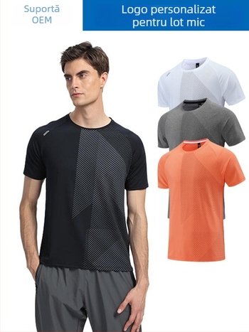 Tricou unisex cu mânecă scurtă, guler rotund, uscat rapid, respirabil, ultra-ușor, poliester/elastan