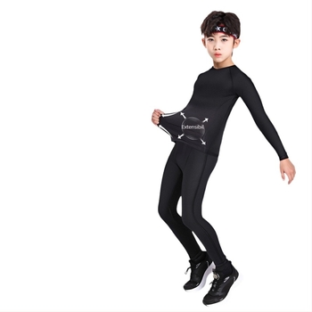 Set de antrenament baschet pentru copii, unisex, cu mâneci lungi și pantaloni, căptușeală termică, poliester, pentru 7–12 ani