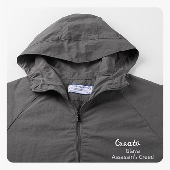 Hanorac ușor din nylon pentru băieți, UPF50+, anti‑statice, rezistent la vânt, cu fermoar, căptușeală din nylon