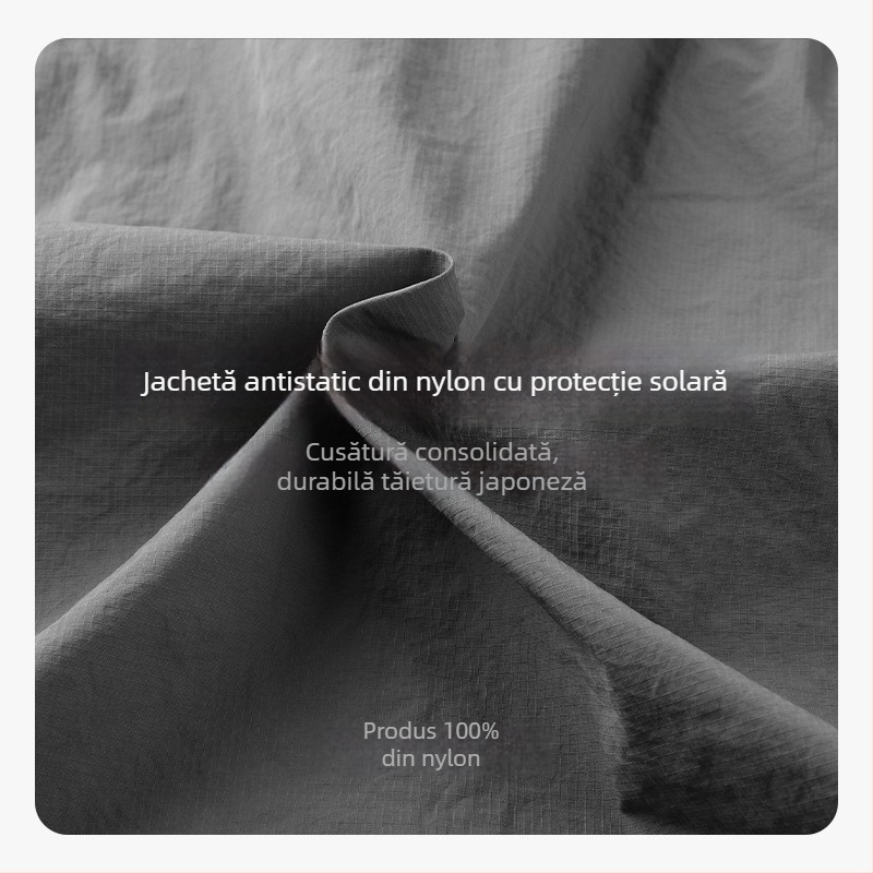 Hanorac ușor din nylon pentru băieți, UPF50+, anti‑statice, rezistent la vânt, cu fermoar, căptușeală din nylon