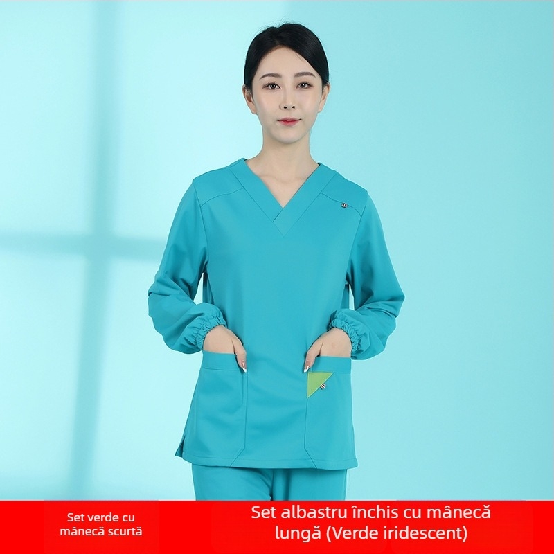 Set de scrubs medicali pentru personal dentar și medical | unisex, absorbție a umidității, pantaloni 3/4, mâneci scurte, poliester 95%+